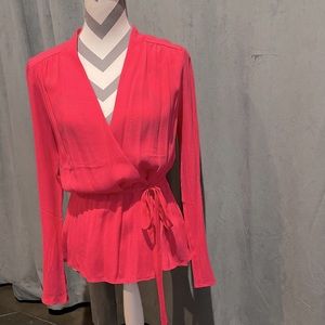 Pink long sleeve wrap top